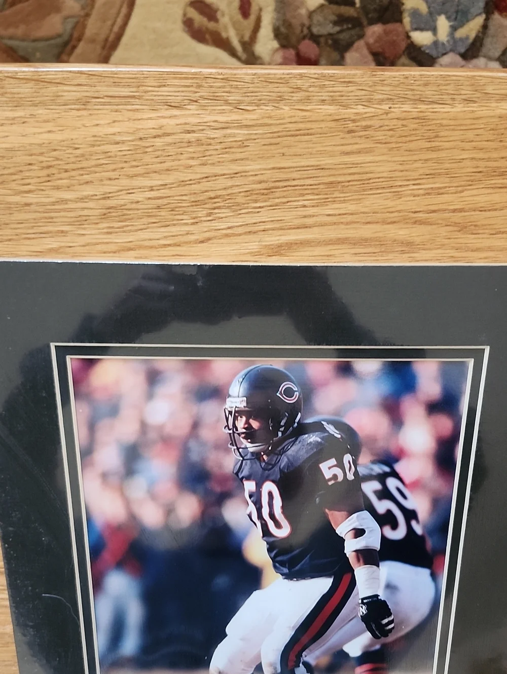 NFL Chicago Bears #50 Singletary Framed Sports Photo - Black Matted Display